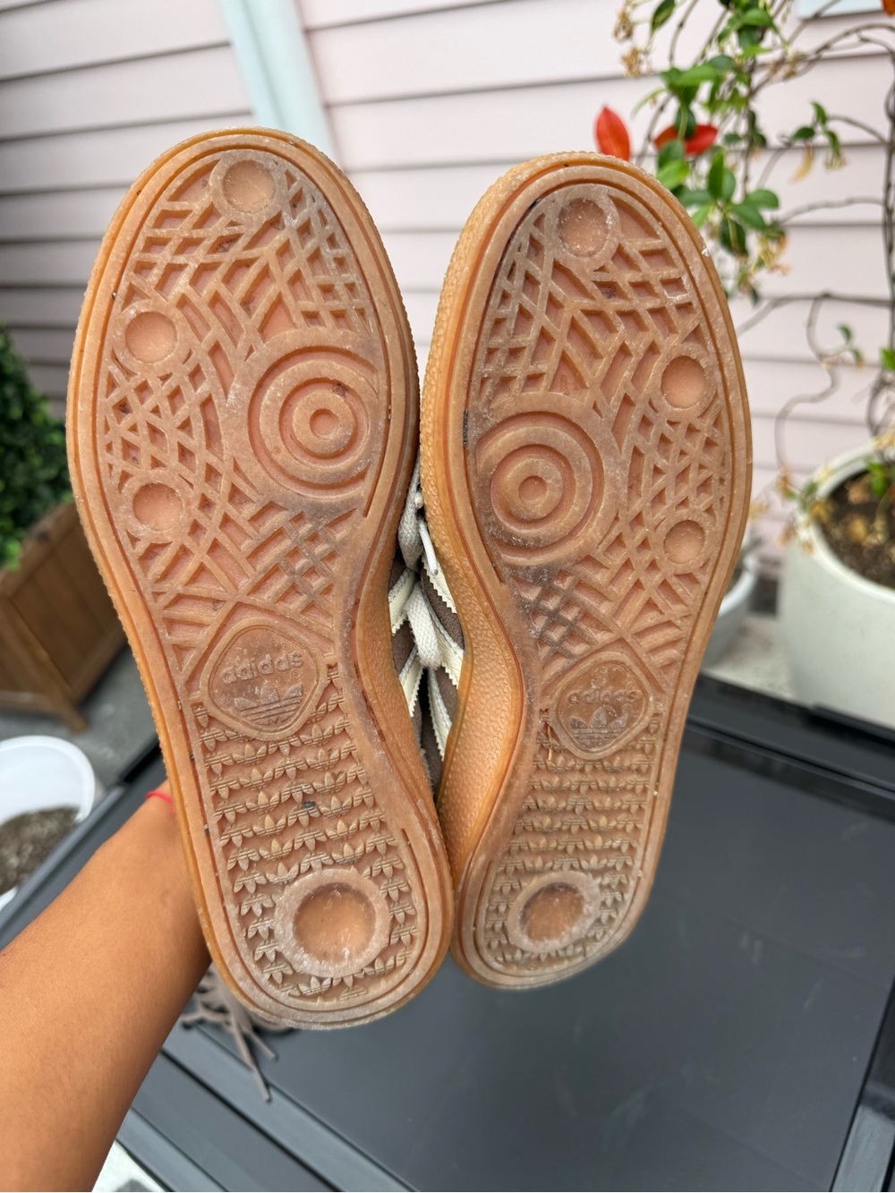 adidas Taupe and White Suede Low-Top Sneakers - Picture 7 of 7